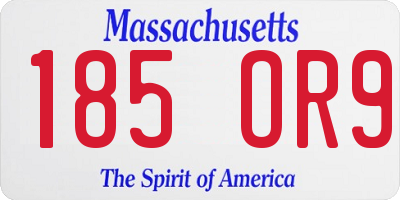 MA license plate 185OR9