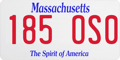 MA license plate 185OS0