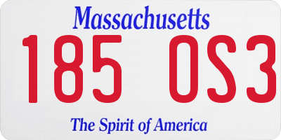 MA license plate 185OS3