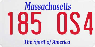 MA license plate 185OS4