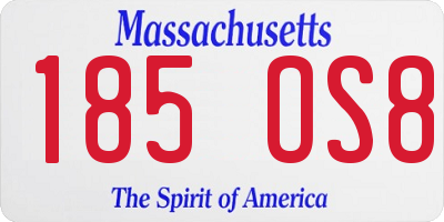 MA license plate 185OS8