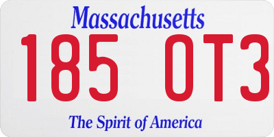 MA license plate 185OT3