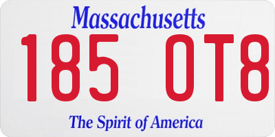 MA license plate 185OT8