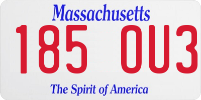MA license plate 185OU3