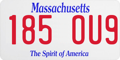 MA license plate 185OU9