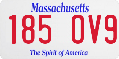 MA license plate 185OV9