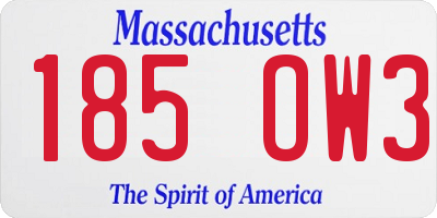MA license plate 185OW3