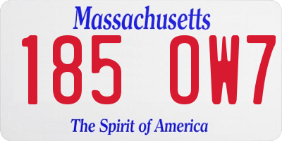 MA license plate 185OW7