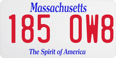 MA license plate 185OW8