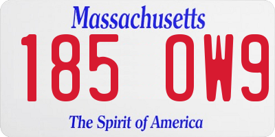 MA license plate 185OW9