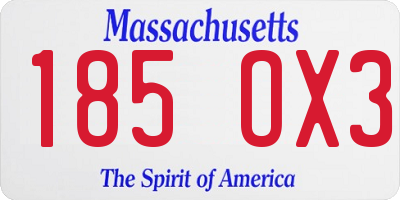 MA license plate 185OX3