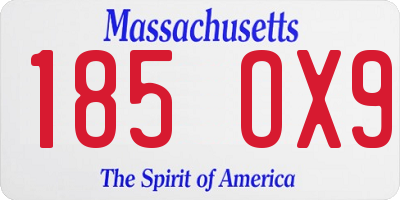 MA license plate 185OX9