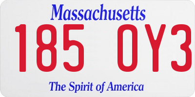 MA license plate 185OY3