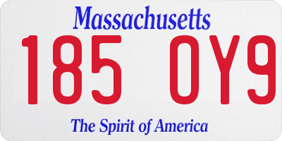 MA license plate 185OY9