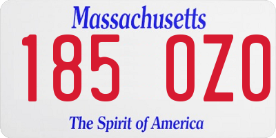 MA license plate 185OZ0