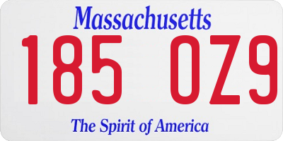 MA license plate 185OZ9