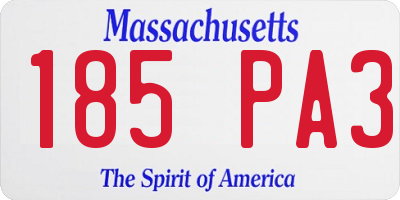 MA license plate 185PA3