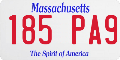 MA license plate 185PA9