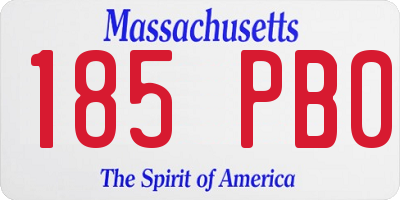 MA license plate 185PB0