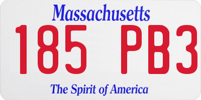 MA license plate 185PB3