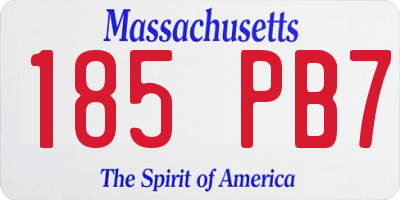 MA license plate 185PB7