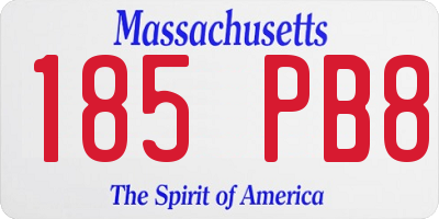MA license plate 185PB8