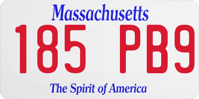MA license plate 185PB9