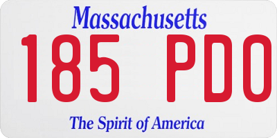 MA license plate 185PD0