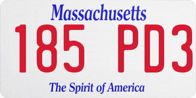 MA license plate 185PD3