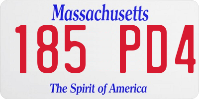 MA license plate 185PD4
