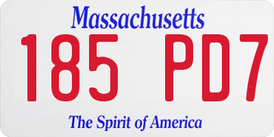 MA license plate 185PD7