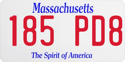 MA license plate 185PD8