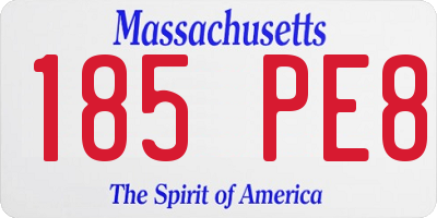 MA license plate 185PE8