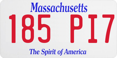 MA license plate 185PI7