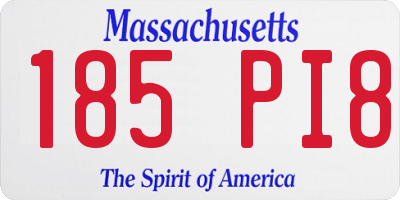 MA license plate 185PI8