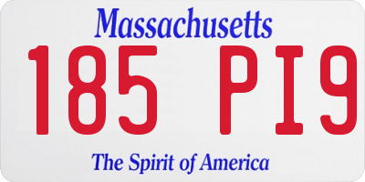 MA license plate 185PI9