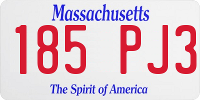 MA license plate 185PJ3