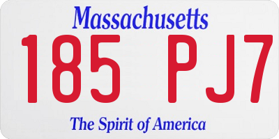 MA license plate 185PJ7