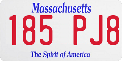 MA license plate 185PJ8