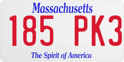 MA license plate 185PK3