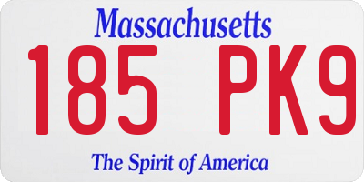 MA license plate 185PK9