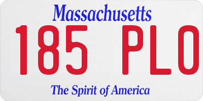 MA license plate 185PL0