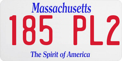 MA license plate 185PL2