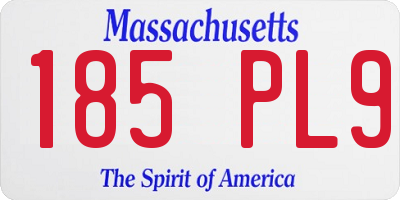 MA license plate 185PL9