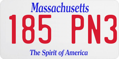 MA license plate 185PN3