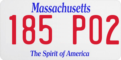 MA license plate 185PO2