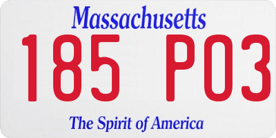 MA license plate 185PO3
