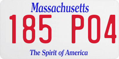 MA license plate 185PO4