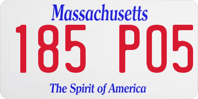 MA license plate 185PO5