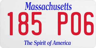 MA license plate 185PO6